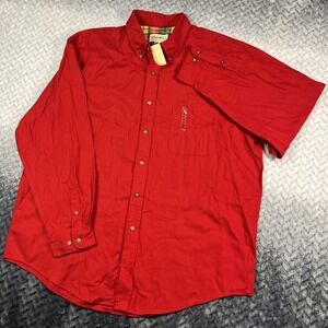 NWT LL Bean Flannel Shirt Men XL Solid Crimson Red Button Down L/S Deadstock New